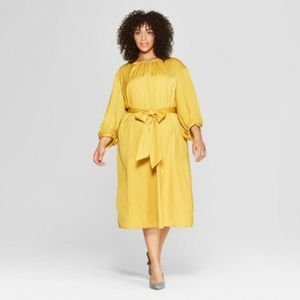 Women's Plus Size 3/4 Sleeve Tie Waist Column Maxi Dress - Who What Wear™ Yellow